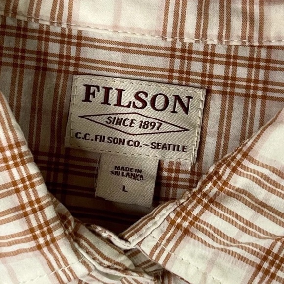 Women's Filson Kadin Island Long Sleeve Button Front Shirt White Tan Size Large - Picture 7 of 9